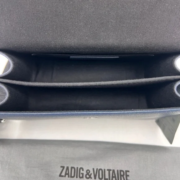 ZADIG & VOLTAIRE Leather Crossbody Clutch Bag Navy Blue NWT - Picture 6 of 15
